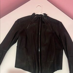 Zara Black Leather Jacket with Structured Fit